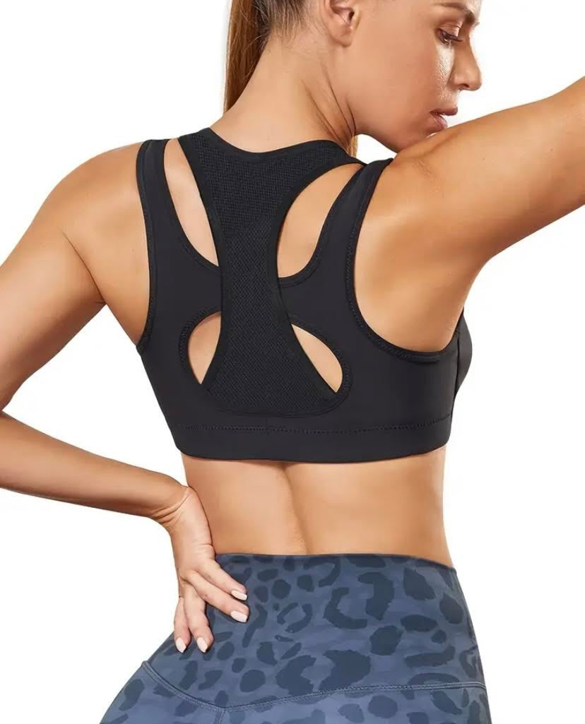 Zipper front sports bra